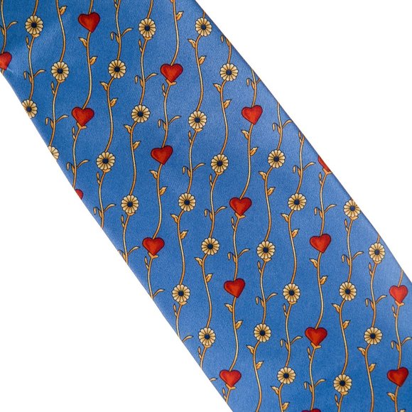 NINA RICCI TIE W/ TAGS France Purple Silk Floral Heart $ 149 - Picture 2 of 7